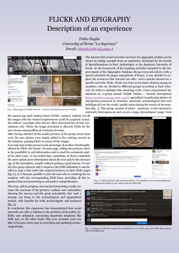 20. FLICKR AND EPIGRAPHY. Description of an experience